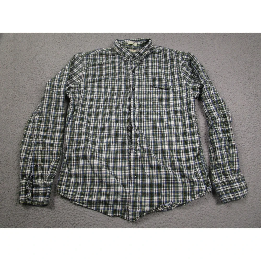 J Crew Shirt Mens Large Blue Checked Slim Fit Button Down Long‎ Sleeve